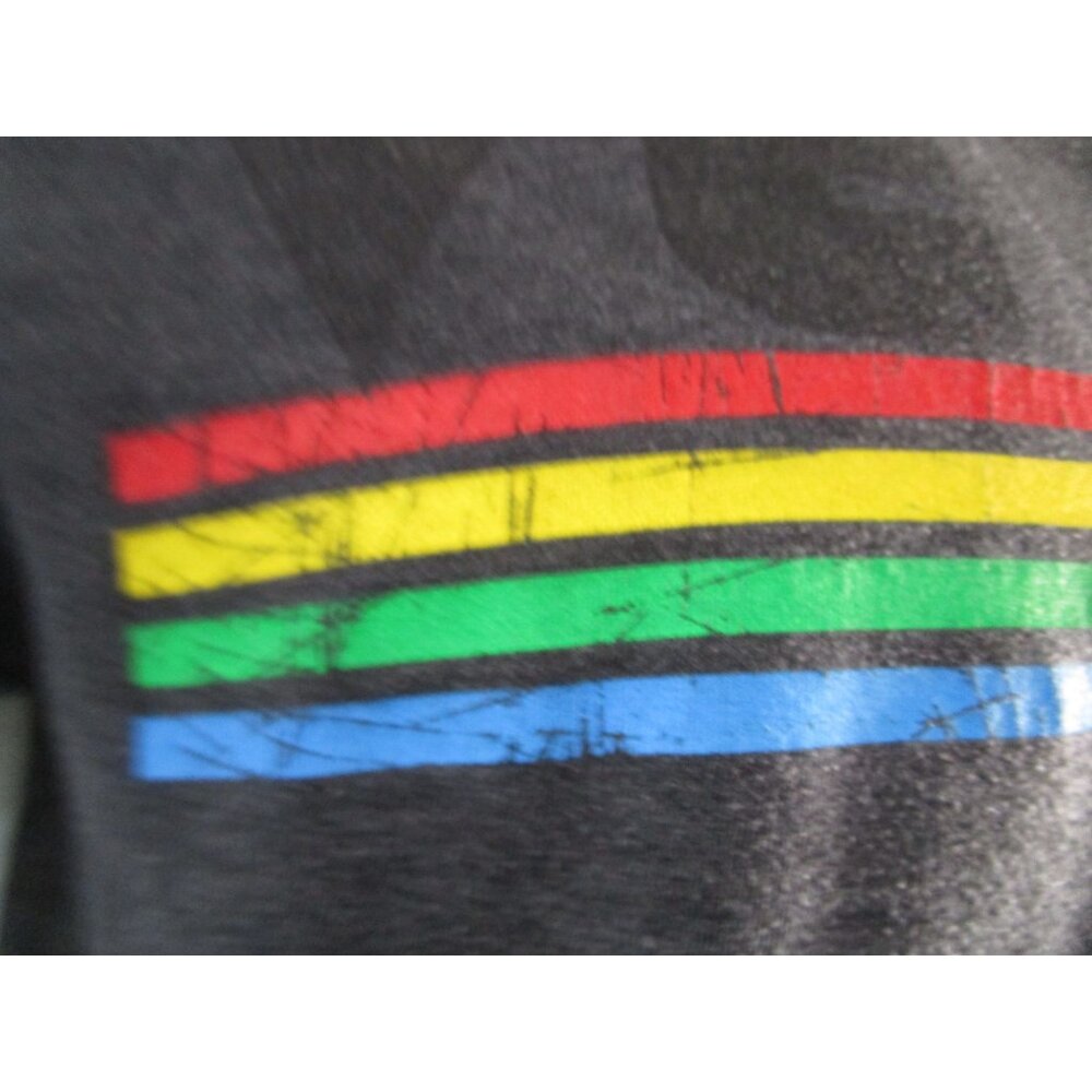 Rainbow Stripe Vintage Vegas Charcoal T Shirt Unisex Small Distressed GUC - Picture 12 of 12